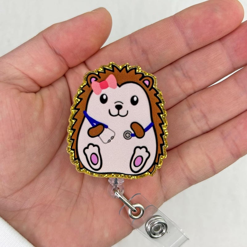 Bydevia Cute Stethoscope Hedgehog Badge Reel Retractable for Nurse Nursing RN CNA LPN & Medical Worker, Funny Pediatric Nurse Gifts, Hedgehog ID Name Badge Holder with Alligator Clip & 24” Durable Nylon Cord - Image 3